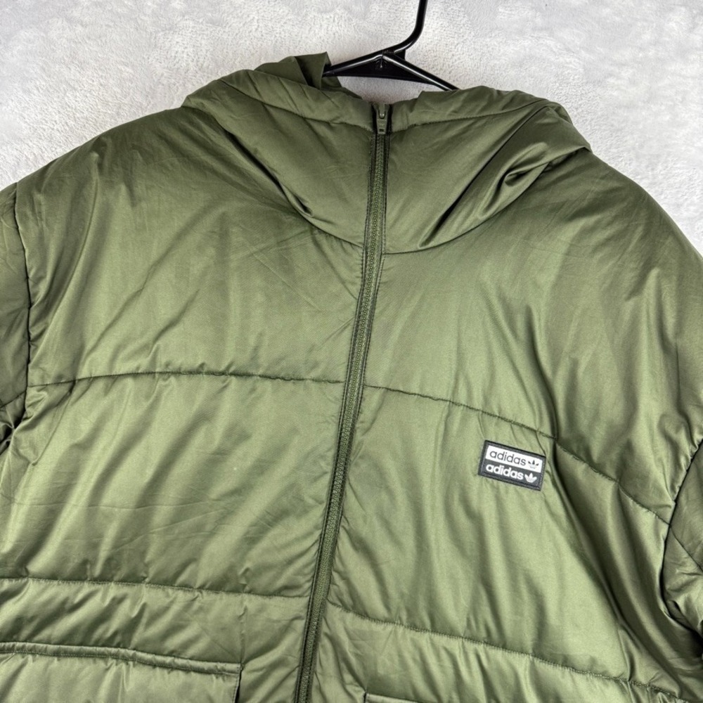 Adidas Stadium Jacket Men Large RYV Originals Puffer Coat Hooded Insulated Green